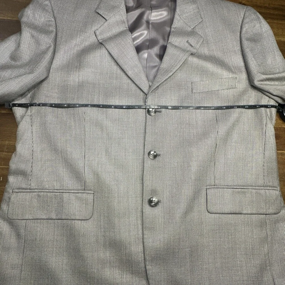 Stafford Mens Blazer Sport Coat 3 Button Casual Jacket 44S Silk Wool Blend Grey‎